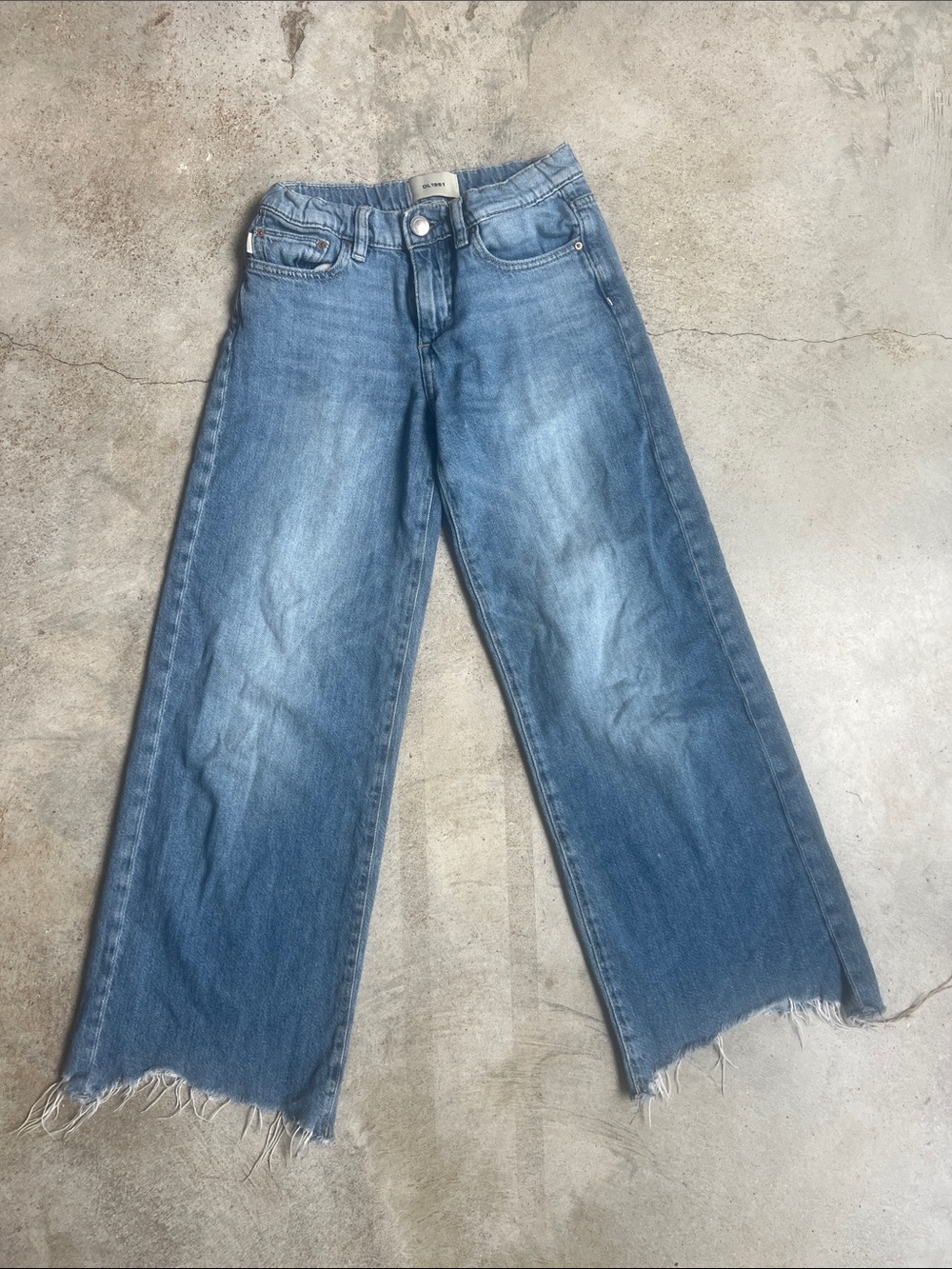 DL1961 Girls' Light Blue Wide-Leg Frayed Hem Jeans